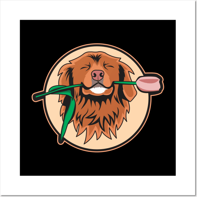 Cute Toller Biting A Flower Wall Art by welovetollers